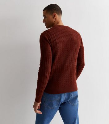 Mens red 2024 cable knit jumper