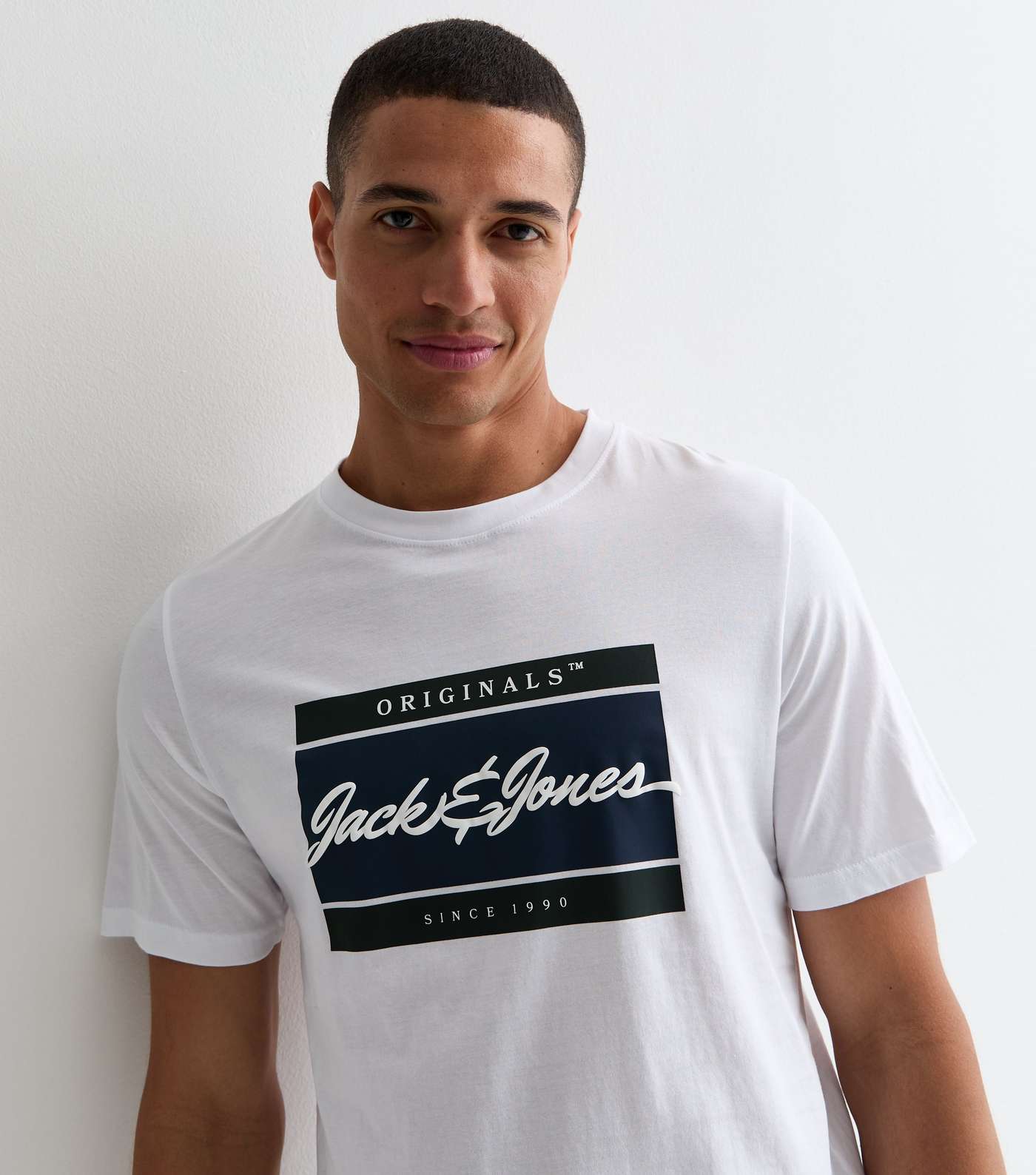 Jack & Jones White Logo Cotton T-Shirt  Image 2