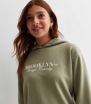 Girls Khaki Brooklyn Logo Hoodie