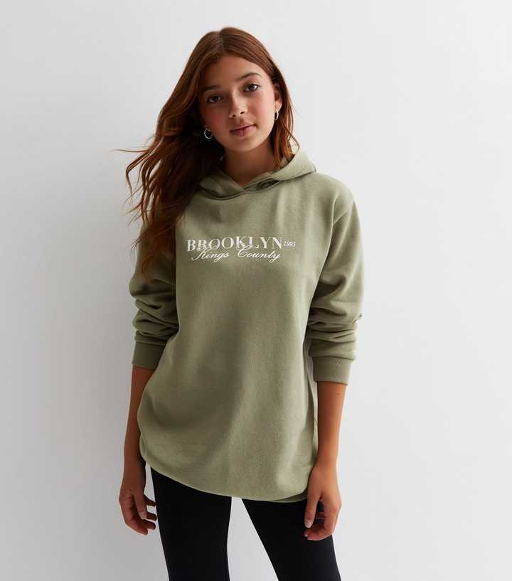 Girls Khaki Jersey Hoodie