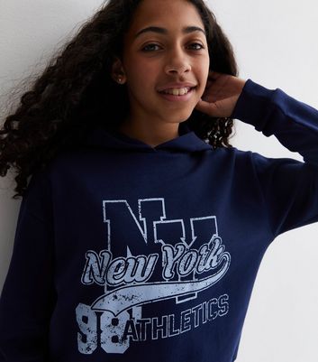 Navy cheap crop hoodie