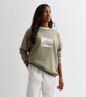 Girls Khaki Mont Blanc Logo Sweatshirt New Look