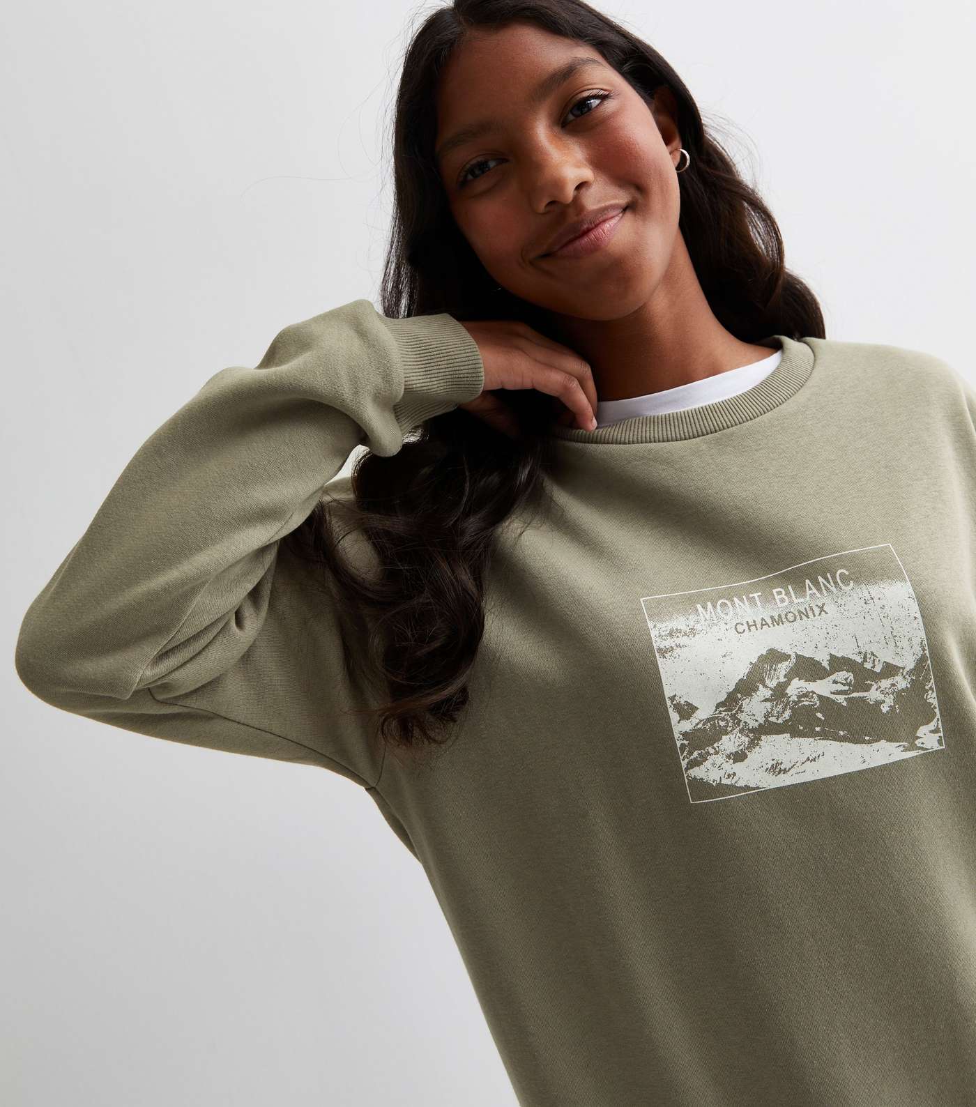 Girls Khaki Mont Blanc Logo Sweatshirt Image 3