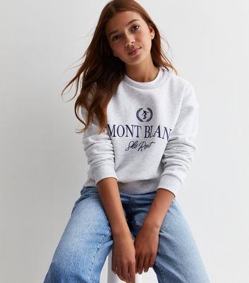 Girls Grey Mont Blanc Logo Sweatshirt New Look