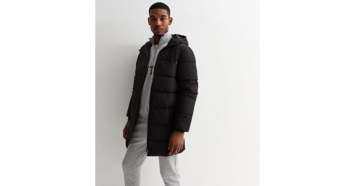 Only & Sons Black Hooded Puffer Coat | New Look