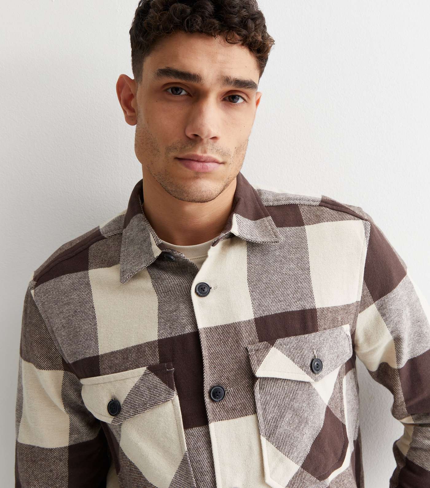 Only & Sons Cotton Rust Check Overshirt Image 3