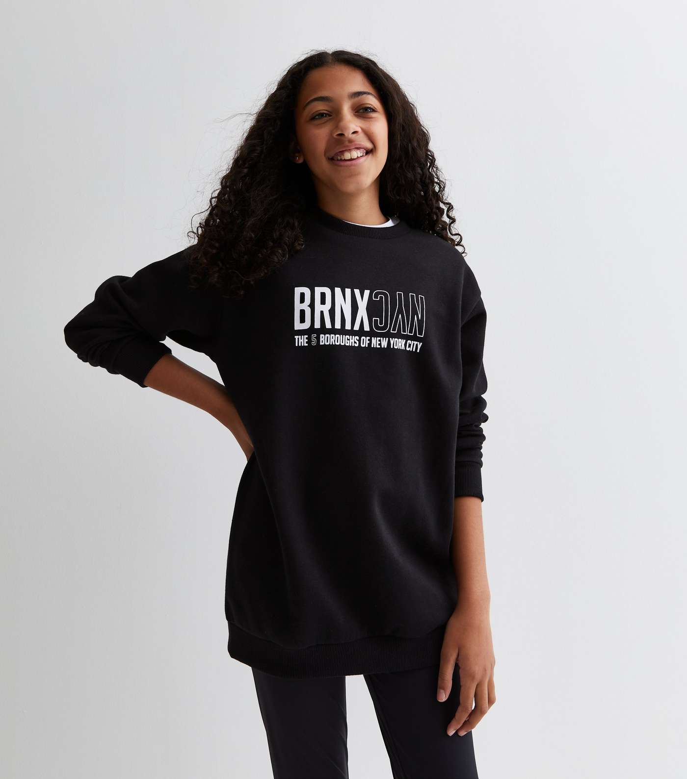 Girls Black Bronx NYC Long Logo Sweatshirt Image 3