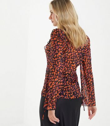 Quiz red sale leopard print top