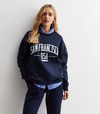 Navy San Francisco Logo Crew Neck Sweatshirt | New Look