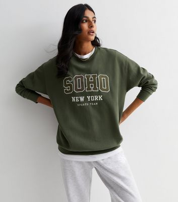 Khaki Soho New York Logo Sweatshirt New Look