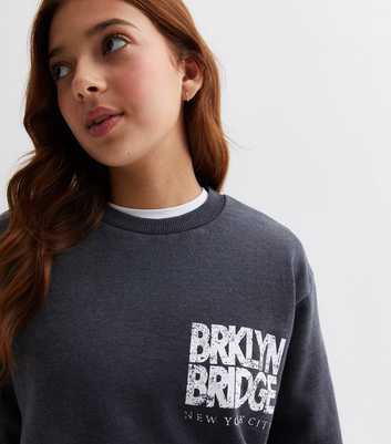 Girls Acid Wash Brooklyn Bridge Logo Sweatshirt