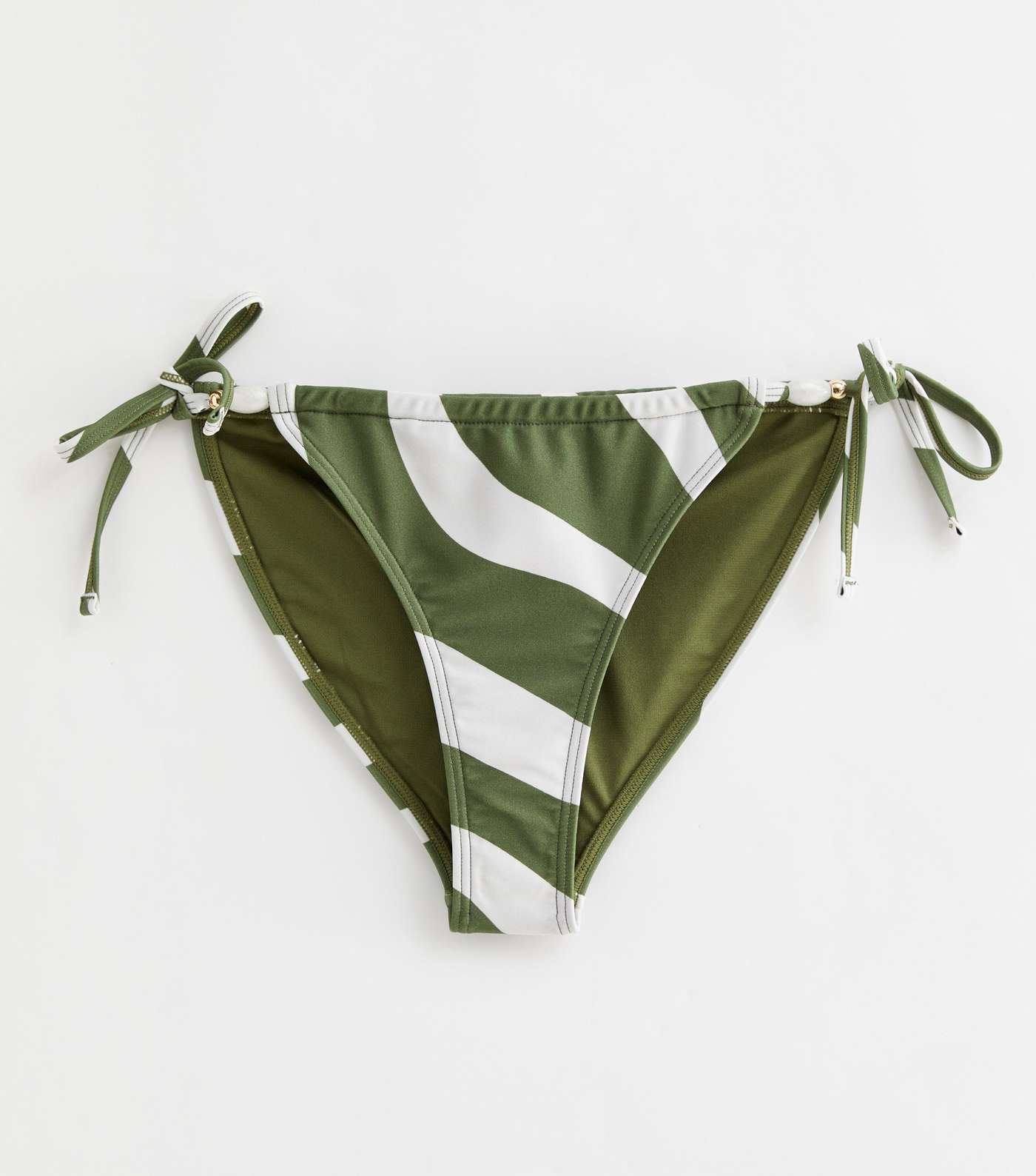 Green Zebra Print Tie Side High Leg Bikini Bottoms Image 5