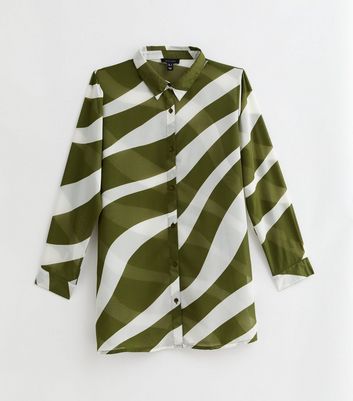 Khaki Zebra Print Long Sleeve Shirt New Look