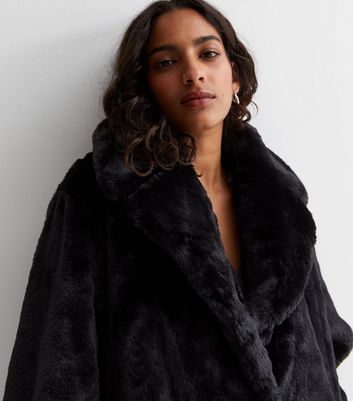 Petite black fur on sale jacket