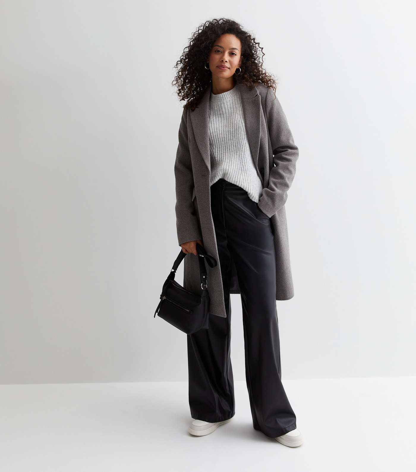 Tall Grey Lined Formal Long Coat Image 3