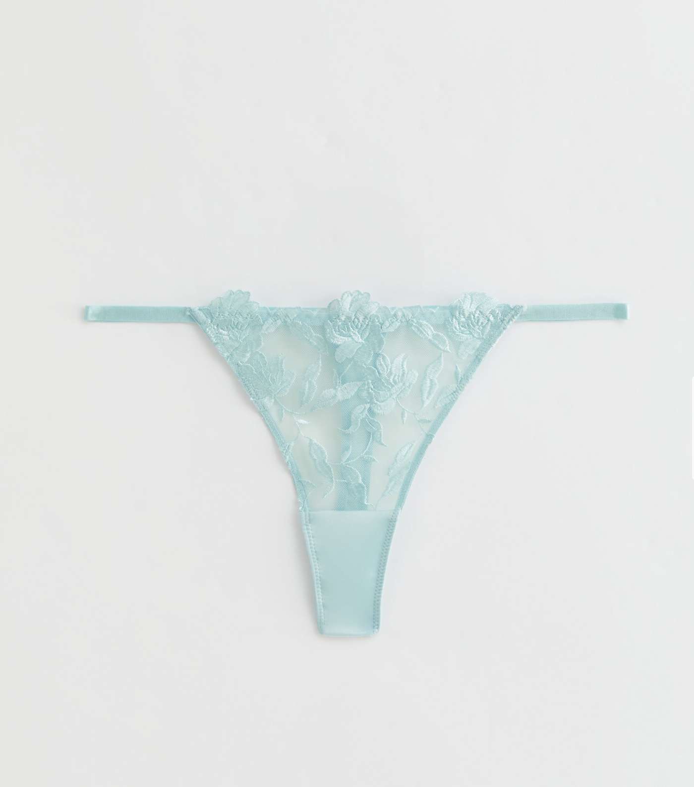 Mint Green Floral Embroidered Thong Image 5