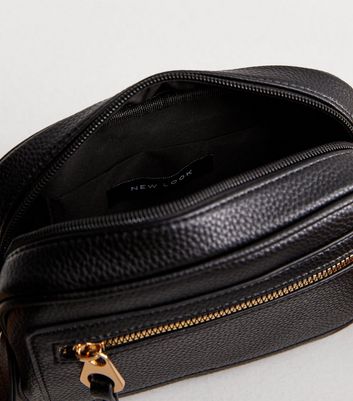 Black Leather-Look Leopard Strap Cross Body Bag New Look Vegan