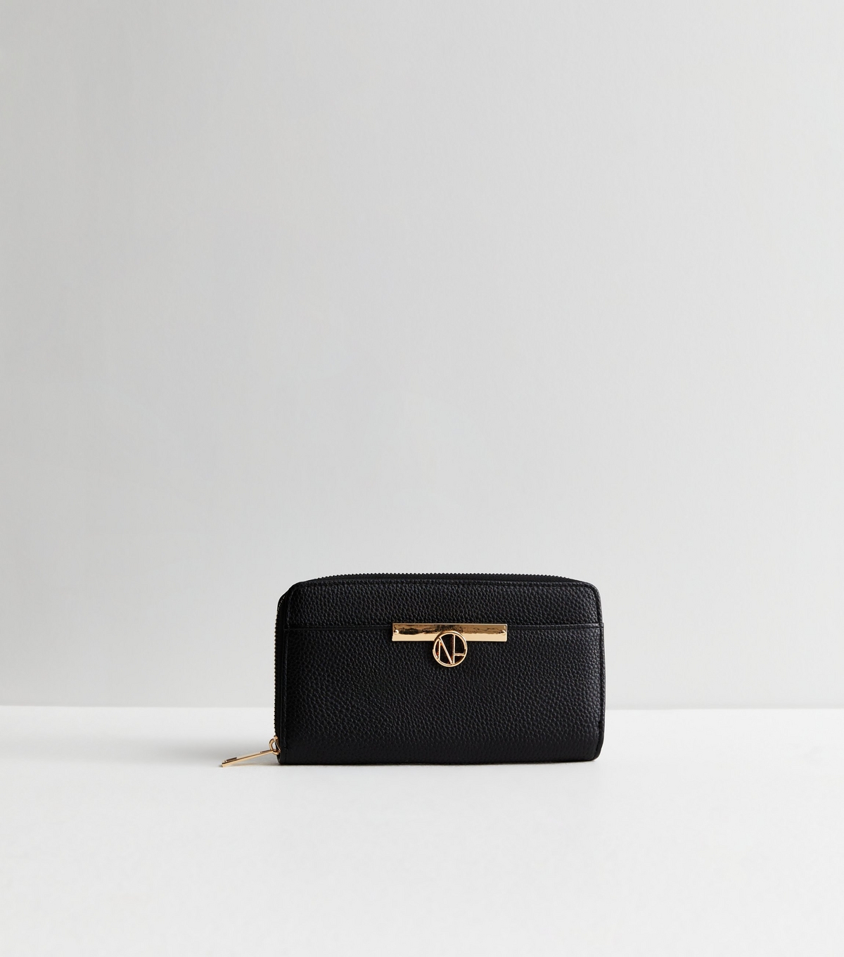 Black Leather-Look NL Logo Purse New Look