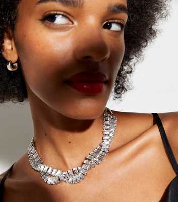 Crystal Twisted Baguette Necklace