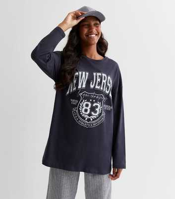 Girls Dark Grey Cotton New Jersey Logo Oversized Sweatshirt
