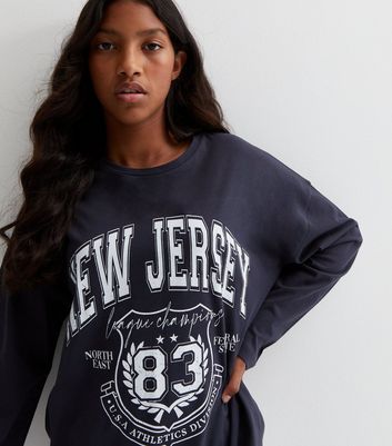 Girls Dark Grey Cotton New Jersey Logo Oversized Sweatshirt New Look