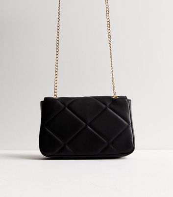 Black Quilted Bee Cross Body Bag New Look