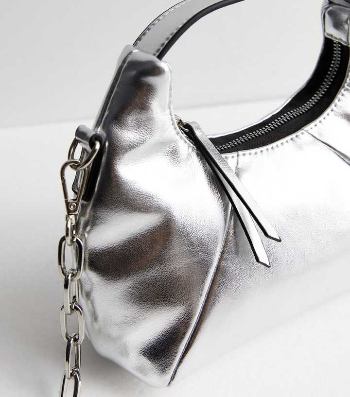 Coco: Silver Leather – Silver Crossbody Bag