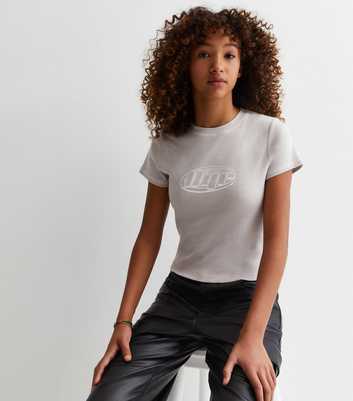Girls Grey Studio NYC Logo Ringer T-Shirt