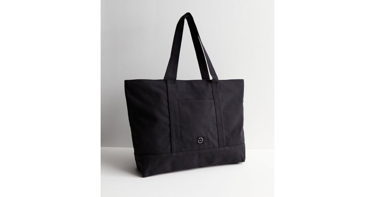 Black Canvas Oversized Tote Bag | New Look