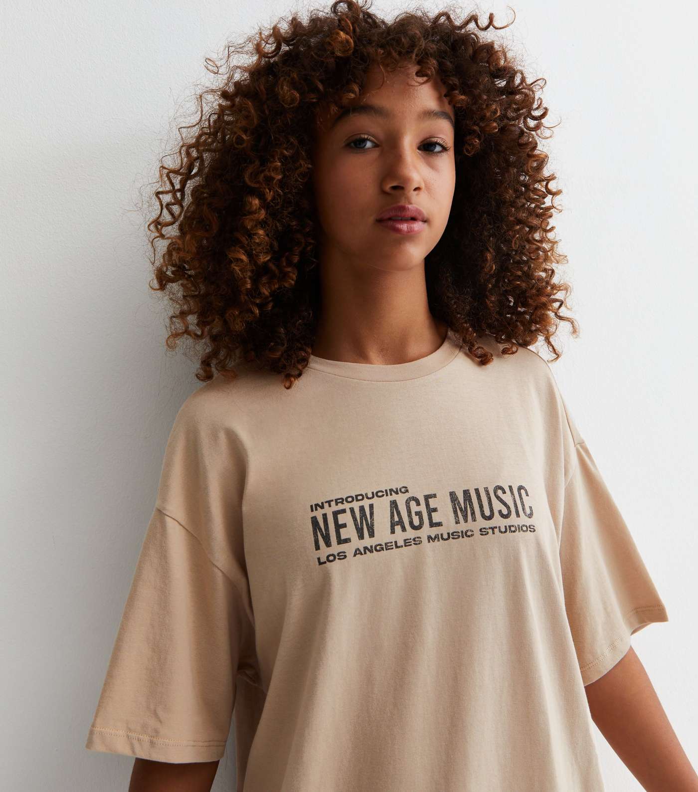 Girls Camel Cotton New Age Music Logo Oversized T-Shirt Image 2