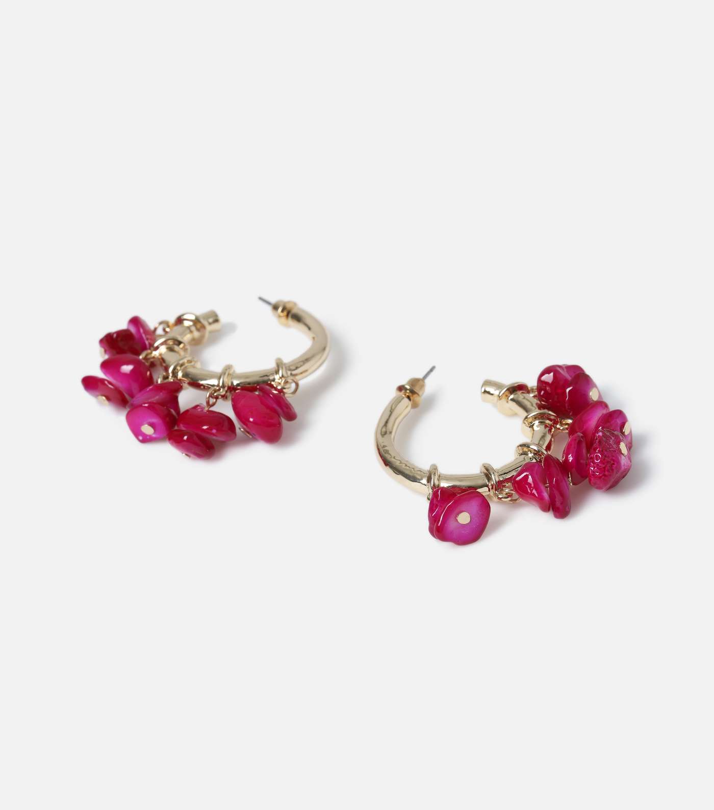 Freedom Bright Pink Shell Chipping Hoop Earrings Image 2
