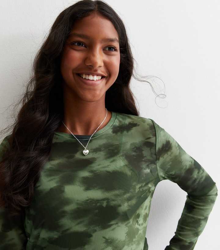 green sheer long sleeve top