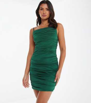 QUIZ Dark Green Strappy Bodycon Mini Dress