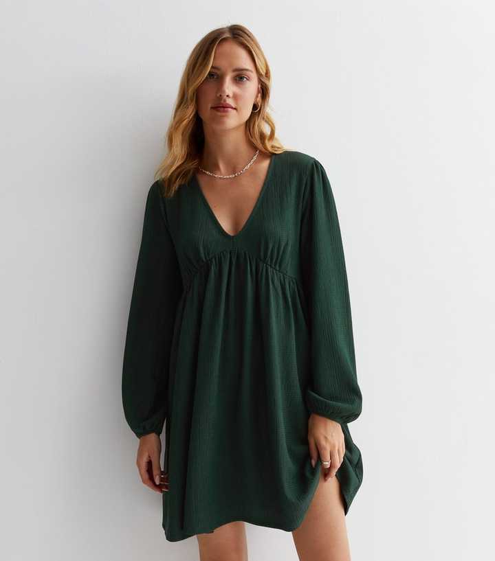 white christmas dresses Baltic Born Womens Ivey Smocked Short Dress | Dark Green + Silver