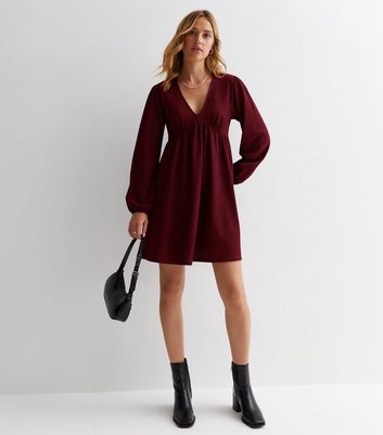 Burgundy hot sale smock dress