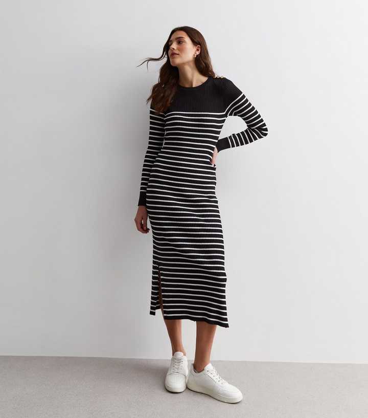 Long striped knit dress - Women's fashion