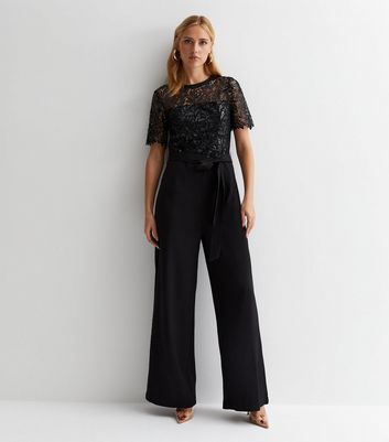 Floral Lace Flared Jumpsuit