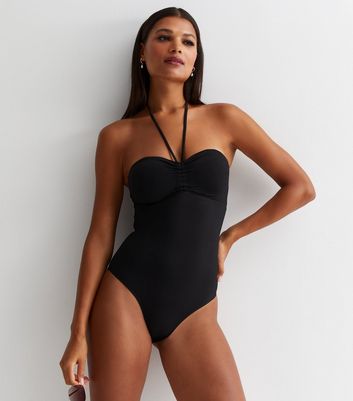 Gini London Black Bandeau Swimsuit New Look