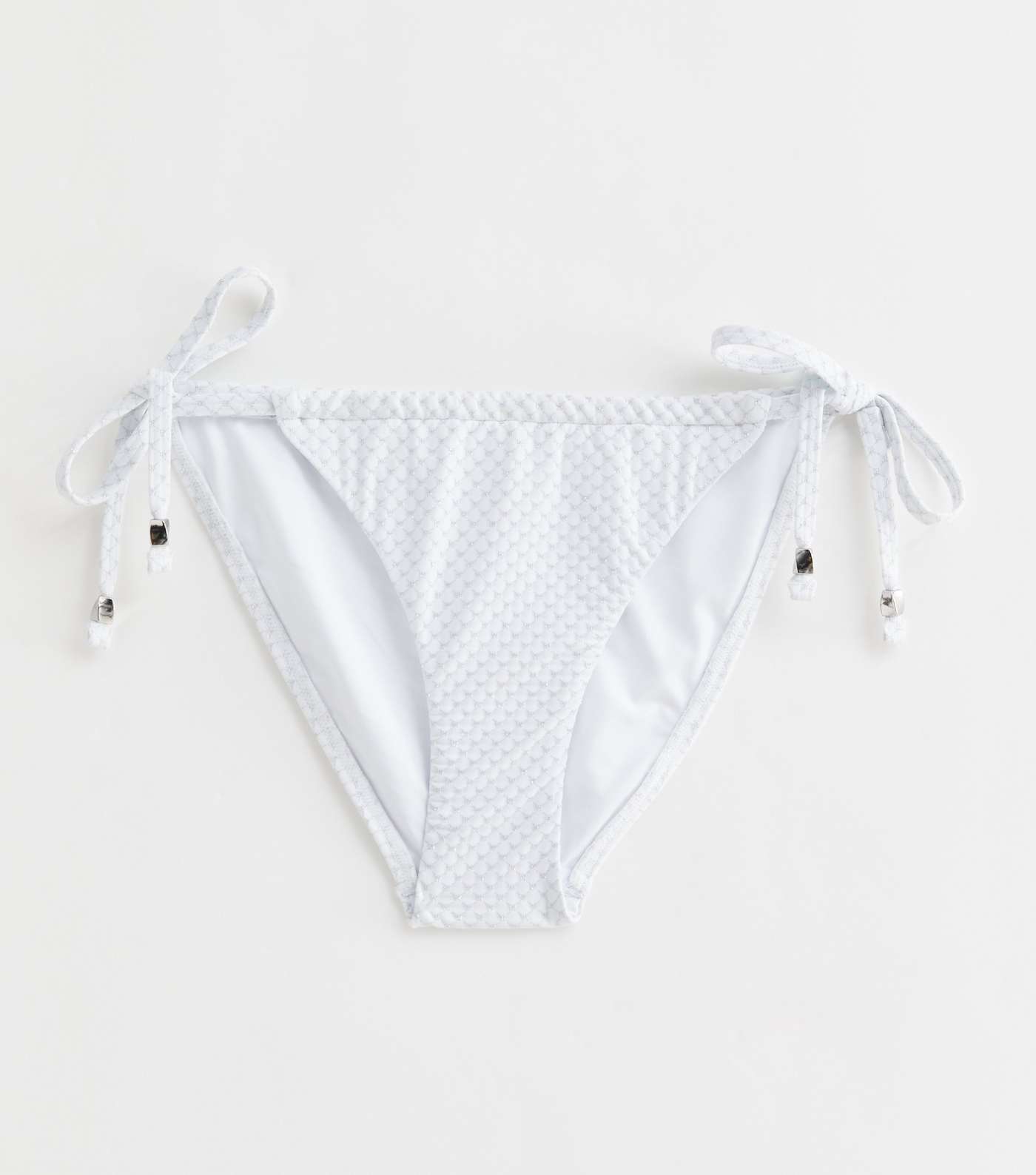 White Glitter Spot Tie Side Bikini Bottoms Image 5