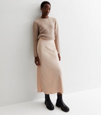 Tall Cream Bias Cut Satin Midaxi Skirt | New Look