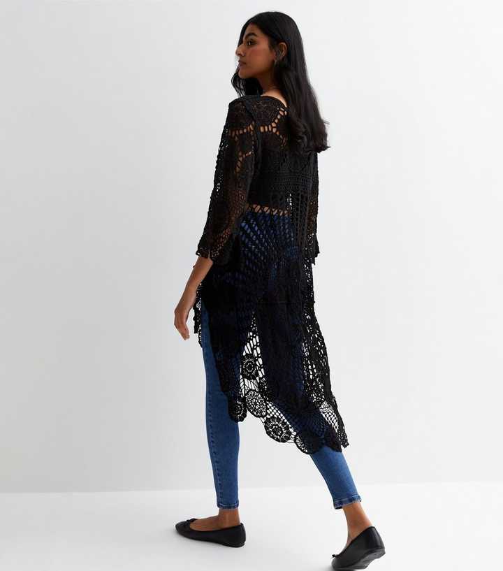 Bralette - Crochet Embroidered Lace Longline/Black - inspired living