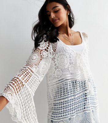 white crochet tunic top