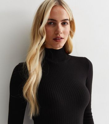 Black off shoulder online rib knitted midaxi dress