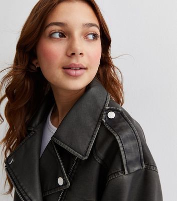 Girls leather outlet look jacket