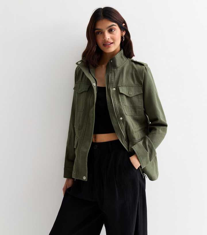 khaki cotton jacket women's