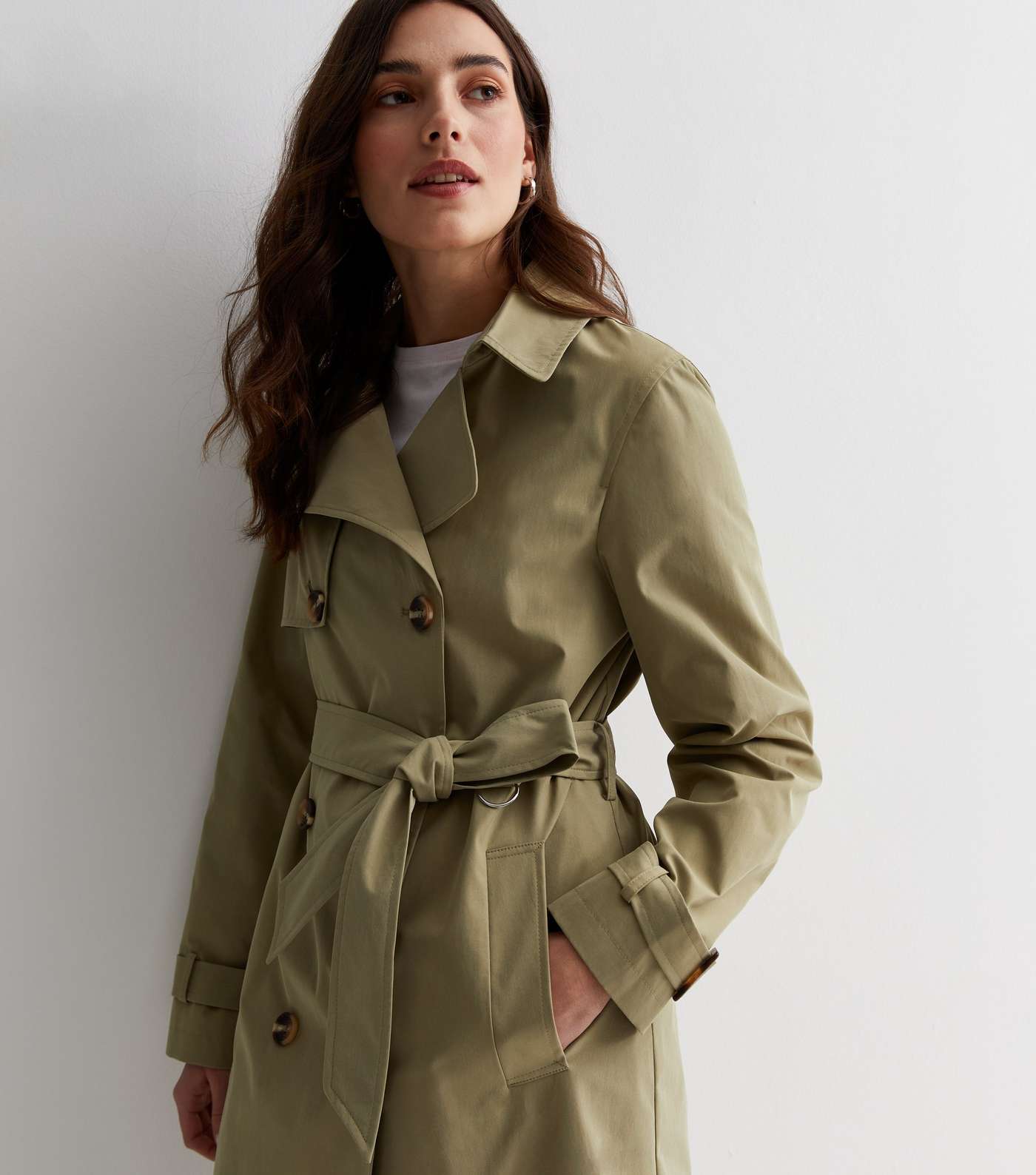 Olive Belted Trench Coat Image 2