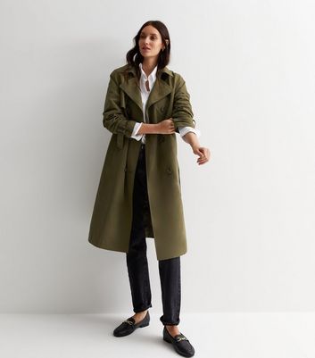 OHOTORO Rustle Trench Coat ライトカーキ Womens Khaki Double Breasted Hooded Trench Coat | Peacocks