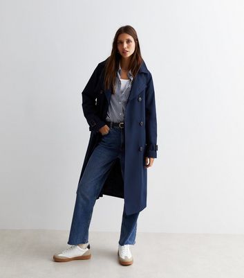 Navy Belted Trench Coat New Look