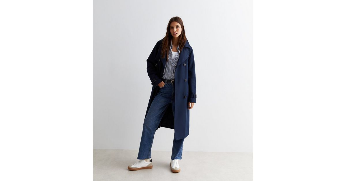 Navy Formal Belted Trench Coat | New Look
