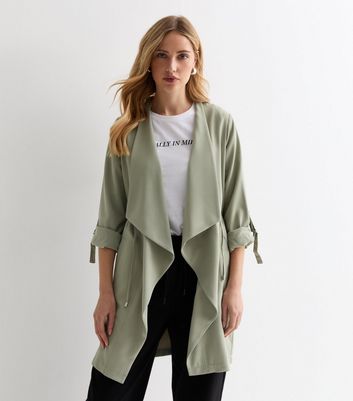 Khaki waterfall duster on sale jacket